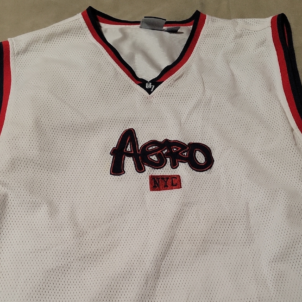 Agro NYC Men's Red and White Tank Top